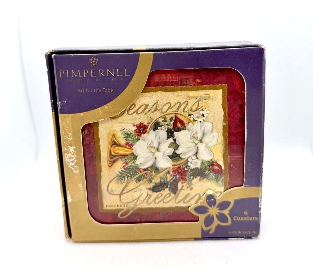Y2k Pimpernel Premier Collection Seasons Greetings Coasters Set of 6